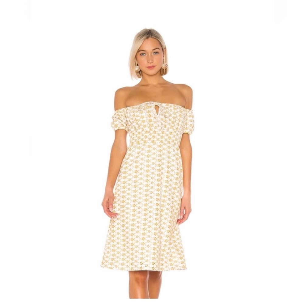 LPA Strapless White and Yellow Gold Dress Brand New Never Worn Medium Quality!!